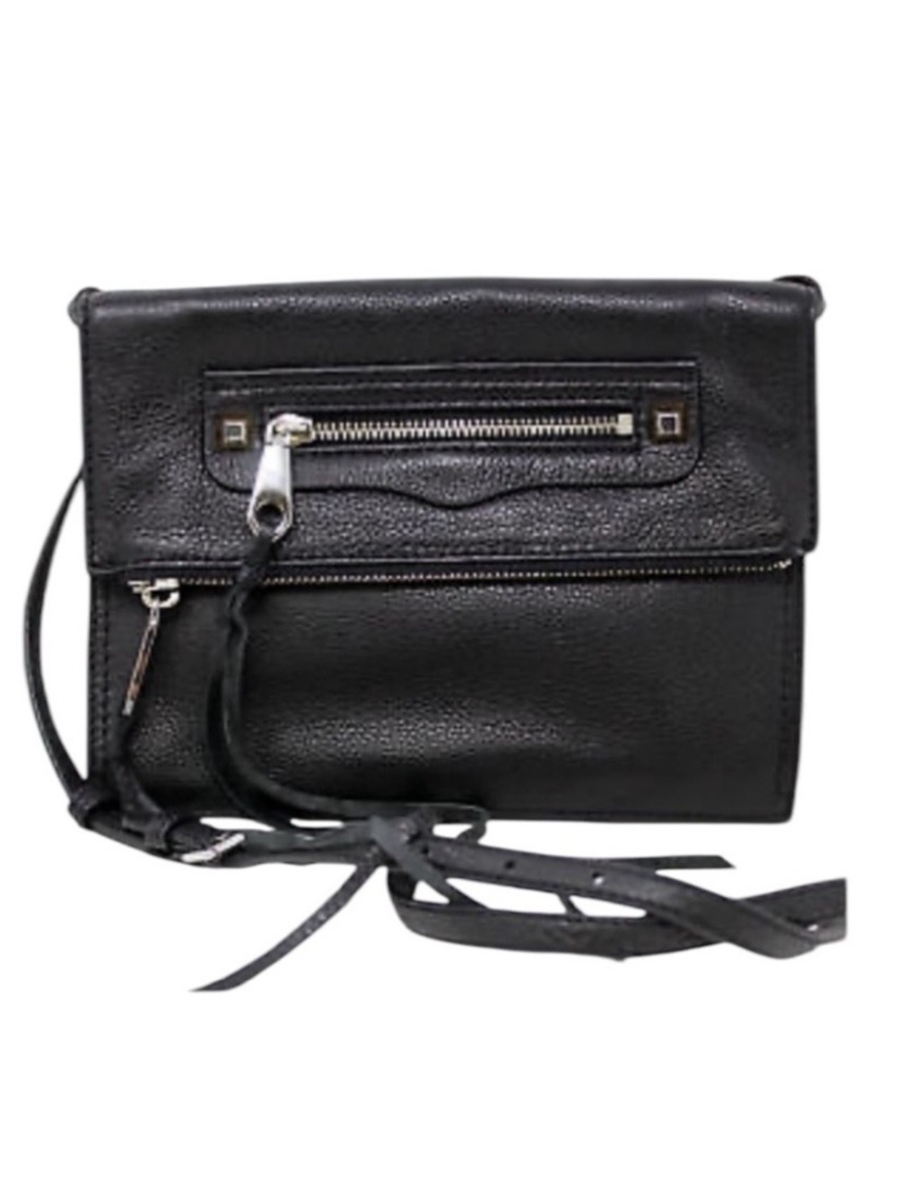 Rebecca Minkoff Regan Black Leather Crossbody Clutch Bag with Removable Strap